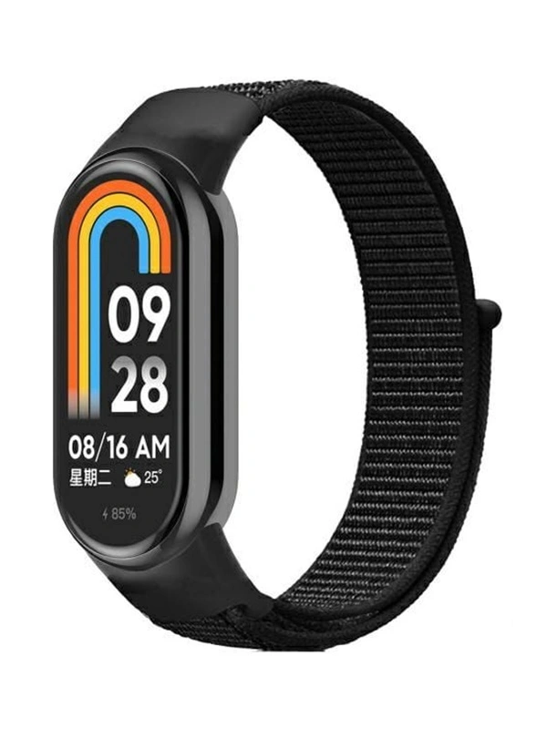 Beline Xiaomi Band 8 9 10 medžiaginis dirželis, juoda, 1 nuotrauka
